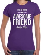 Awesome friend cadeau t-shirt paars dames XS