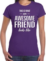 Awesome friend cadeau t-shirt paars dames L