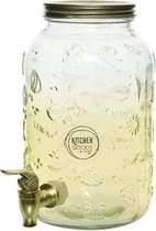 Glazen drank dispenser/limonadetap 3,8 liter goud met tapkraantje - Drankdispensers/waterdispensers