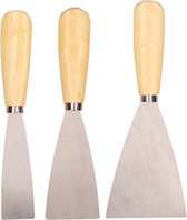 6x Metalen spatels metselen/voegen - Voegspatels - Plamuurmesjes met houten handvaten 2,5 - 4,5 - 7 cm