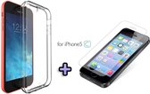 iPhone 5C Hoesje - Siliconen Back Cover & Glazen Screenprotector - Transparant