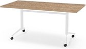 Professionele Klaptafel - inklapbare tafel - 160 x 80 cm - blad midden eiken - wit onderstel - eenvoudig zelf te monteren - voor kantoor