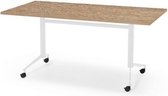 Professionele Klaptafel - inklapbare tafel - 180 x 80 cm - blad midden eiken - wit onderstel - eenvoudig zelf te monteren - voor kantoor