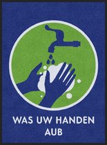 Vloerkleed Tapijt Message Mat - Was uw Handen AUB - 115x85 - COVID-19 - Wasbaar