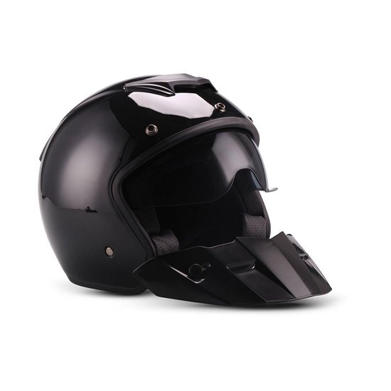 Moto S77 noir brillant Jet casque moto scooter, casque femme, casque homme  XL 61-62 cm