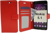 Nokia 5.1 - Bookcase Rood - portemonee hoesje