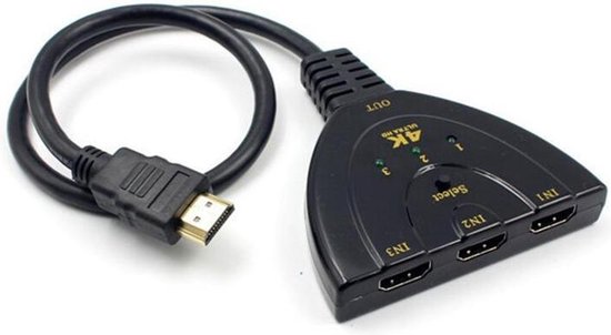 bol.com | 1080P HDMI poort Splitter kabel naar 3 HDMI poort adapter | Zwart  / Black | Switch