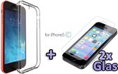 iPhone 5C Hoesje - Siliconen Back Cover & 2X Glazen Screenprotector - Transparant