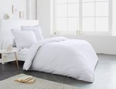 100% katoen dekbedovertrekset 200x200 cm + 2 slopen 65x65 cm WIT - EFFEN - FLANEL KWALITEIT (met flessenhals instopstrook)