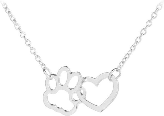 Ketting met hondenpootje en hartje zilver - Zilveren hanger hond - Dog  lover sieraden... | bol.com
