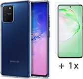 Samsung Galaxy S10 Lite Hoesje - Siliconen Back Cover & Glazen Screenprotector - Transparant