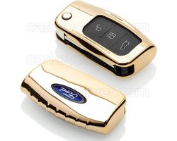 Autosleutel Hoesje geschikt voor Ford - SleutelCover - TPU Autosleutel Cover - Sleutelhoesje Hoogglans Goud