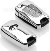 Autosleutel Hoesje geschikt voor Hyundai - SleutelCover - TPU Autosleutel Cover - Sleutelhoesje Chrome / Hoogglans Zilver