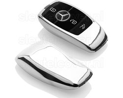 Autosleutel Hoesje geschikt voor Mercedes - SleutelCover - TPU Autosleutel Cover - Sleutelhoesje Chrome / Hoogglans Zilver