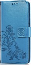 Bookcase Huawei Y6 2019 | Bleu | Fleurs | Étui portefeuille | TPU | Portefeuille