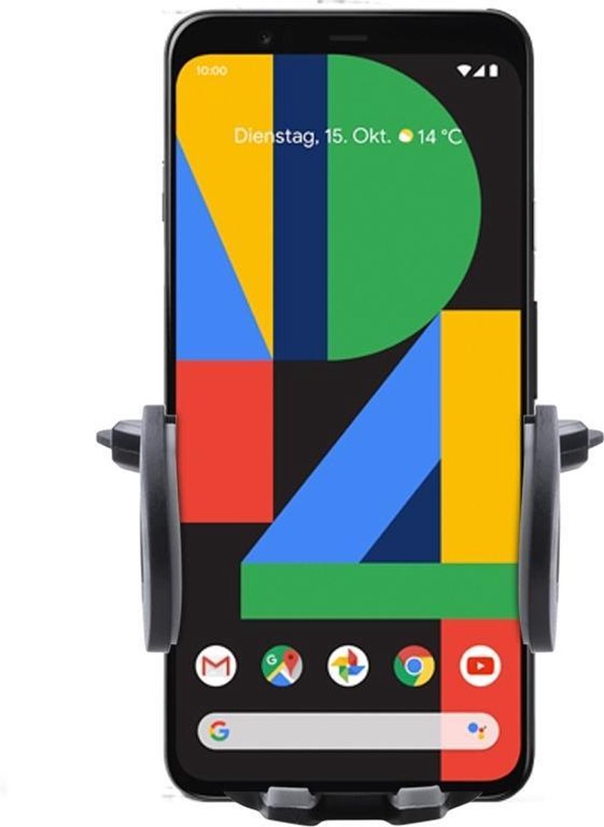 Shop4 - Google Pixel 4 XL Autohouder Verstelbare CD Houder Zwart met Draaiklem Zwart