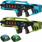 Light Battle Anti-Cheat Mega Blasters - Blauw/Groen - 2 Pack + 2 targets