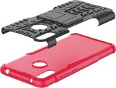 Huawei Y7 Pro (2019) Hoesje - Mobigear - Tire Serie - Hard Kunststof Backcover - Zwart / Rood - Hoesje Geschikt Voor Huawei Y7 Pro (2019)