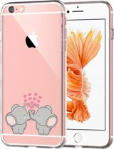 Apple Iphone 6 Plus / 6S Plus Siliconen telefoonhoesje transparant olifantjes/hartjes