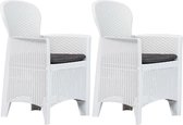 Tuinstoel - Kunststof - Wit - 2 st - 59 x 57 x 89 cm