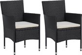 Tuinstoelen 2 st poly rattan zwart