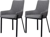 Eetkamerstoelen 2 st stof lichtgrijs