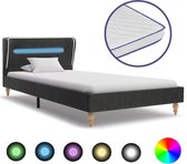 Bed met LED en traagschuim matras jute donkergrijs 120x200 cm