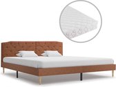 Bed met matras stof bruin 180x200 cm