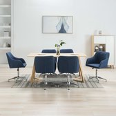 Eetkamerstoelen draaibaar 6 st stof blauw