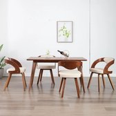 Eetkamerstoelen 4 st gebogen hout en kunstleer créme