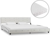 Bed met matras kunstleer wit 180x200 cm