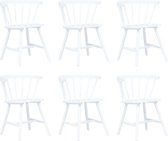 Eetkamerstoelen 6 st massief rubberwood wit