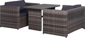 3-delige Bistroset met kussens poly rattan grijs