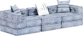 Slaapbank driezits modulair stof blauw
