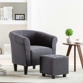 2-delige Fauteuilset met hocker stof zwart