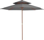 Dubbeldekker parasol met houten paal 270 cm antraciet