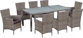 9-delige Tuinset met kussens poly rattan grijs