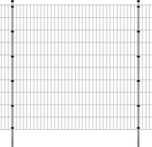 Dubbelstaafmatten en palen 2008x2030 mm 16 m zilverkleurig