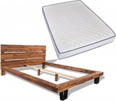 Bed met traagschuim matras massief acaciahout 140x200 cm