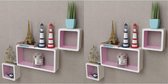 Wandplanken kubus 6 st wit en roze