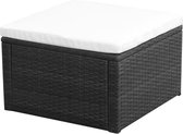 Voetenbank/poef zwart 53x53x30 cm poly rattan