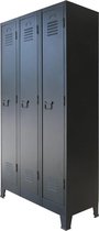Lockerkast industriële stijl - Metaal - Zwart - 90x45x180 cm