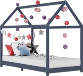 Kinderbedframe massief grenenhout grijs 80x160 cm