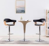 Barkrukken 2 st gebogen hout en kunstleer zwart
