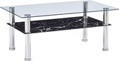 Salontafel met marmer-look 100x60x42 cm gehard glas zwart