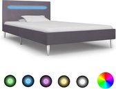 Bedframe met LED stof grijs 90x200 cm