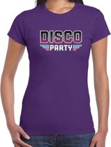 Disco party feest t-shirt paars voor dames 2XL