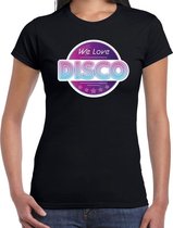 We love disco feest t-shirt zwart voor dames - zwarte 70s/80s/90s disco/feest shirts XS