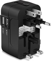 Wereldstekkers|Wereldstekker | Wereldstekker universeel| Wereld adapter| Universele reisadapter |met dubbele USB-voeding 2.1A|Adapter universeel|Azië|Amerika