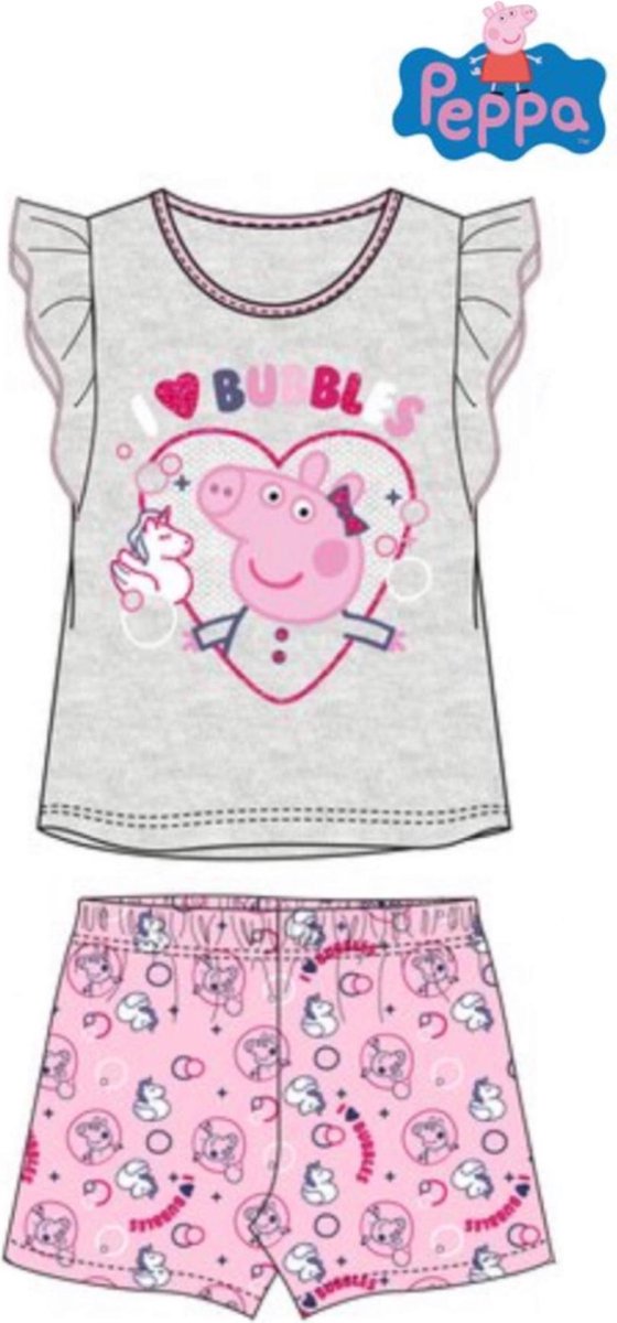 Peppa pig pyjama - grijs - roos - maat 116 / 6 jaar